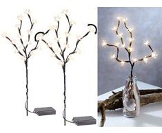 Lunartec LED-Zweig Weihnachten: 2er-Set LED-Lichterzweige mit 16 leuchtenden Blüten, batteriebetrieben (Lichterzweig Weihnachten)