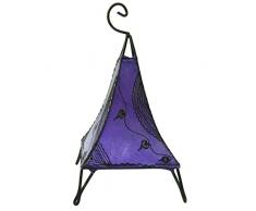 Orientalische Lampe Stehlampe marokkanische Hennalampe Lederlampe Tischleuchte Stehleuchte Orient Pyramide Ranke 40 cm Color Lila
