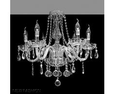 A1A9 Marie Therese Kristall-Kronleuchter, moderne Klarglas K9 Kristall 6 Arme Deckenleuchte LED Kronleuchter Beleuchtung für Wohnzimmer, Schlafzimmer, Esszimmer, Flur, Treppenhaus, Größe: D58cm H53cm