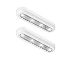 Schrankleuchten Touch-Licht, 4 LED-Touch-Tap-Leuchte, OxyLED-Stick-on überall Push-Light, kabellose Touch-Sensor LED-Nachtlicht, Treppenlichter, Light Panel kann 180 ° gedreht werden (2 Pack, weiß, batteriebetrieben)
