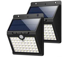 HETP Solarleuchte für Außen, [2 Stück] 46 LED Solarlampe Superhelle Solarleuchte Garten mit Bewegungsmelder Sicherheitswandleuchte Wandleuchte 3 Modi [1800mAh] wasserdichte Solarleuchten Garten