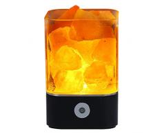 Tomnew natürliche Himalaya-Salz-Lampe, USB, echtes rosa Himalaya Salzkristall, Steinlampe für Gesundheit, Lava Stein-Nachtlicht für Schlafzimmer und Büro, plastik, Schwarz , Quadrat