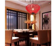 HTL Licht, Deckenanhänger, Hängende Leuchten, Kronleuchter Moderner Balkon Ehe Handgemachte Perle Festliche Korridor Laterne Restaurant Kronleuchter,Rot