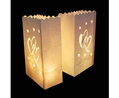 Yalulu 20 Stück Lichttüte Deko Licht Tüte Teelicht Kerze Taschen Candle Bags für Hochzeit Party Dekoration (#2)