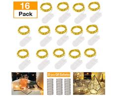 Lichterkette 16 Stück mit 30pcs Batterie LED Micro Lichterkette Drahtlichterkette Batterie-betrieben Silberdraht Warmwei? 2M 20LEDs Wasserdicht String Fairy Light Batterie Weihnachtsbeleuchtung