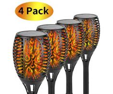 Kinglead Solarleuchte Garten Fackel Flammenlicht Flammen IP65 Gartenleuchten Solar LED Fackel Licht Auto EIN/Aus USB Wiederaufladbar