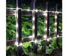 Solar Lichterkette Außen,SUAVER Wasserdicht 72FT 200LED Lichtschlauch Lichterkette,LED Schlauch 8 Modi Röhrenlicht Seil Kupferdraht Lichter für Garten,Pavillon,Hochzeit,Party,Fest Deko (Weiß)