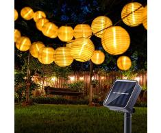 BrizLabs Solar Lichterkette Lampions Aussen 6M 30 LED Solar Laternen Lichterkette Warmweiß Außen Beleuchtung Wasserdicht 8 Modi für Garten, Terrasse, Hof, Balkon, Hochzeit, Fest Deko