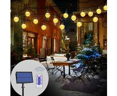 LED Solar Lichterkette Garten| infinitoo 6M 40 LED Solar Beleuchtung Lichterketten Kristall Kugeln mit Fernbedienung| Warmweiß, 14-30 Stunden, 8 Modi Wasserdicht, Deko für Terrasse, Hochzeiten, Partys