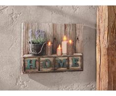 Dekoleidenschaft LED-Bild “Home”, flackernde Kerzen, Leindwand auf Keilrahmen, Leuchtbild