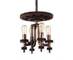 ZZZAAAATTT Antiker Kronleuchter E274 Birne Industrieller Retro-Design-Kronleuchter Schmiedeeisen-Kronleuchter Retro-Edison-Kronleuchter Höhenverstellbar Und Grell; 32CM Restaurant C30