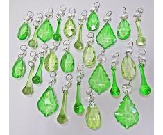 25 salbei & Smaragd Grün Kronleuchter Tropfen Kronleuchter transparent Drops Teile geschliffenes Glas Kristallen Tropfen Perlen Baum Vintage Chic Hochzeit Wishing Charm Dekorationen Anhänger Retro Prismen Antik Qualität Art
