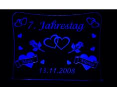 LED Acrylglas Schild Jahrestag, 30x20 cm, mit persönlicher Laser Gravur (blau)