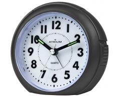 ATRIUM Wecker analog schwarz ohne Ticken, mit Licht und Snooze A240-7