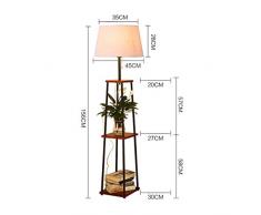 GJIF - Stehlampe Stehleuchte aus massivem Holz mit Tisch Standleuchte Innenbeleuchtung Antik - Fußschalter (E27) (Farbe : Walnut color)