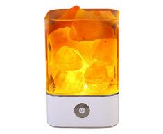 Tomnew natürliche Himalaya-Salz-Lampe, USB, echtes rosa Himalaya Salzkristall, Steinlampe für Gesundheit, Lava Stein-Nachtlicht für Schlafzimmer und Büro, plastik, weiß, Quadrat