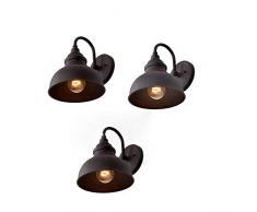 3 Packungen American Vintage Garten Lampe Outdoor Retro Wandleuchte Wasserdicht Industrie Außenwand Außen Hängelampe Antik Schmiedeeisen Küche Flur Außenwand Laterne