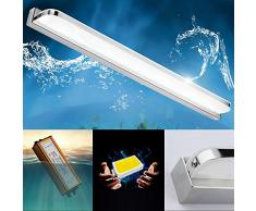 7W LED Spiegelleuchte IP44 Spiegellampe Edelstahl Badlampe Acryl Lampenschirm Badleuchte Bildleuchte Schrankleuchte Wandlampe Wandleuchte, Warmweiß 3000K, 490 Lumen, L 40cm [Energieklasse A++]
