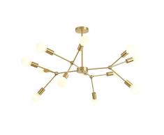 12 Lichter Sputnik Kronleuchter,Mid Century Gebürstetes Messing Zweig Lüster,Magic Bean Deckenleuchte Für Wohnzimmer A 12 Flammig