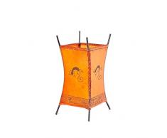 Orientalische Lampe Stehlampe marokkanische Hennalampe Lederlampe Tischleuchte Stehleuchte Orient Carree Gecko 30 cm Color Orange