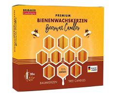 Brubaker 20er Pack Baumkerzen 10% Bienenwachs Weihnachtskerzen Pyramidenkerzen Christbaumkerzen Honig-Gelb