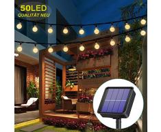 Solar Lichterkette aussen, 50LED 23ft 8 Modi Solar Kristall Kugeln wasserdicht Außer/Innen Lichter Beleuchtung für Garten, Bäume, Terrasse, Weihnachten, Hochzeiten, Partys (warmweiß)