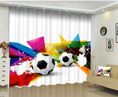 FAIEK 3D Blickdicht Vorhang-Bunter Boden Der Fußballleuchte 3D-Gardine Mit Haken Für Geeignet Für Balkon, Schlafzimmer Wohnzimmer Moderne Halloween Dekoration Vorhang-150X166Cm