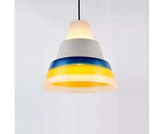 EI Guo Home Vintage Kronleuchter Kreative Home Beleuchtung Persönlichkeit Restaurant Schlafzimmer Wohnzimmer Lampe Zement Handwerk Rainbow Fashion Einfache Faltung Gelb Blau 300 * 310 Mm