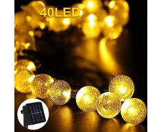 Nasharia Solar Lichterkette Außen, Lichterkette Kristall Kugel 40er LED Warmweiß 8 Modi IP65 Wasserdicht mit Lichtsensor Beleuchtung für Garten, Bäume, Terrasse, Hochzeiten, Partys
