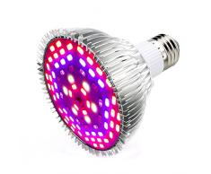 LED Pflanzenlampe 50W E27 78 LEDs Vollspektrum Pflanzenlicht Led Grow Light Lampe für Zimmerpflanzen, Garten Gewächshaus Blüte, Blumen und Gemüse