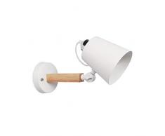 CLOVEML Moderne Holz Wandleuchte Kreative Persönlichkeit Wandlampe Verstellbare Metall Schirm E27 Sockel für Schlafzimmer küche Studie Stairway,White