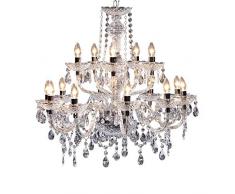 15-flammiger XL Kronleuchter CRYSTAL Lüster mit Acrylglas Prismen klar Hängelampe Barock Hängeleuchte E14 15-armig