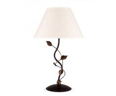 Helios Leuchten 403556 Florentiner LED Tischleuchte antik-braun | florale Lampe Leuchte Tischlampe | Nachttischlampe Landhaus Stil | Schreibtischleuchte Stoffschirm Leinen