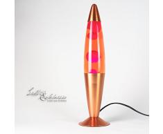 Auffällige Lavalampe TIMMY Orange modischer Wachs in Pink Retro E14 H:41cm Jugendzimmer Wohnzimmer