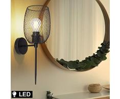 Wand Leuchte Filament Fackel Strahler Wohn Ess Zimmer Retro Geflecht Lampe schwarz im Set inkl. LED Leuchtmittel