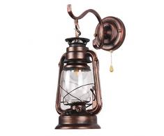 Vintage LED Wandleuchten E27 Petroleumlampe Innen Wandlampe mit Zugschalter, Retro Industrielle Wandlichter Schmiedeeisen Wandbeleuchtung für Wohnzimmer/Schlafzimmer/Korridor/Hotels/Loft,Messing
