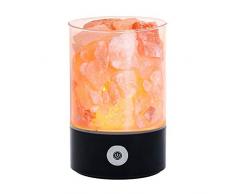 Tomnew natürliche Himalaya-Salz-Lampe, USB, echtes rosa Himalaya Salzkristall, Steinlampe für Gesundheit, Lava Stein-Nachtlicht für Schlafzimmer und Büro, plastik, Schwarz , Rund