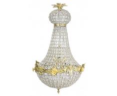 Casa Padrino Barock Kronleuchter Gold mit Glaskristallen 75 x 40 cm Antik Stil - Möbel Lüster Leuchter Hängeleuchte Hängelampe