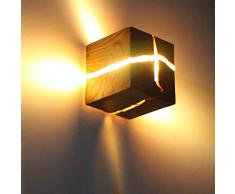 Liuqing Einfache hölzerne dekorative Wandleuchte 5W kreative Wandleuchte kleine warme weiße Nachtlicht Holzleuchte LED Nachttischlampe Flur 8 * 8 * 8cm [Energieklasse A ++]