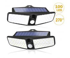 XZN Solarlampen für Außen mit Bewegungsmelder 2 Stück, 270° Beleuchtung Weitwinkel, IP65 Wasserdichte Wandleuchte, 100 LED 700 Lumen Superhelle, 1800mAh Solarleuchten für Garten, Garage, Terrasse