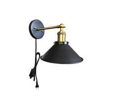 QIAO Industrielle Wandleuchte, Café/Bar/Flur/kleine Schwarze Schirmwandleuchte, Spannung 220V,A