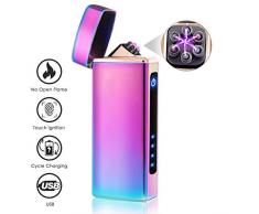 NASUM Lichtbogen Feuerzeug, USB-Elektro Feuerzeug, Elektronische Feuerzeug, Aufladbar/Winddicht/Lange Lebensdauer Plasma Feuerzeug Mit Batterieanzeige (Bunt)