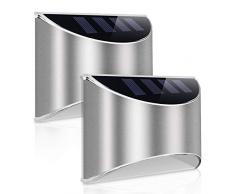 Solarlampen für Außen LED Solar Wandleuchten Edelstah Ausenbeleuchtung Wandleuchte Solar Stainless Steel Sicherheitswandleuchte Wasserdichte Solarleuchte Garten für Pfad Zaun Wand Garage （2 Stück）