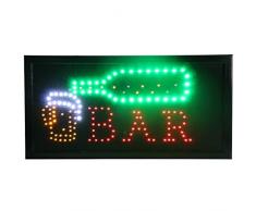 CHENXI Neuen animierten Bar/Bier/Wein/Whisky Neon-LED-Store Schild Open 48,3 x 25,4 cm (48 x 25 cm) auf aus-Schalter + Kette Zum Aufhängen Viele Styles Bar Beer Pub Modern 48 X 25 cm Y