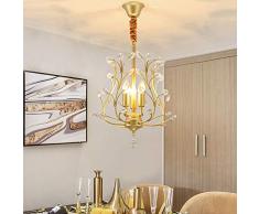 Zzyff Wunderschön Amerikanische Kristalllüster Zu Hause Eingangshalle Kronleuchter DREI Restaurant Der Modernen Minimalistischen Esszimmer Lampe Φ40cm Villa (Farbe : Gold)