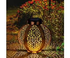 LED Solar Laterne Aussen GolWof Solarlaterne für Außen Solarleuchte Garten Hängend Outdoor Deko Solarlampen für Außen Wasserdichte Solar Licht Garten Sechseckig für Terrasse Pathway - Golden