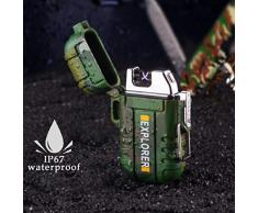 penixon Militär Klasse IP67 Wasserdicht USB Feuerzeug, Elektro-Feuerzeug Dual Lichtbogen Feuerzeug USB Aufladbar Winddichte Flammenlose Elektronische Feuerzeug