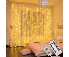 Innoo Tech LED USB Lichtervorhang 300 LEDs Lichterkettenvorhang 3M*3M IP65 Wasserfest 8 Modi Lichterkette Warmweiß für Weihnachten Party Schlafzimmer