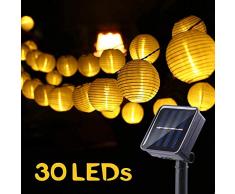 NEXVIN Solar Lichterkette Lampions Aussen, 6M 30 LED Außenlichterkette Laternen, 2 Modi Wasserdicht Solarbetrieben Lichterkette Außen für Garten, Hof, Hochzeit, Fest Deko (Warmweiß)