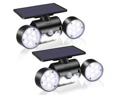 Solarlampen Garten Bawoo LED Solarleuchten für Außen 2 Stück Wandleuchte mit bewegungsmelder Solar IP65 Wasserdicht Aussenlampen 360°Drehbar Dual Lichtkopf